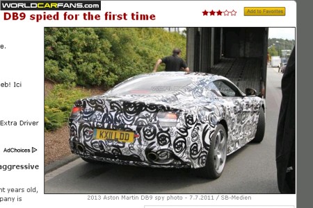 Aston Martin DB9, aperçue