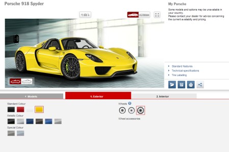 A vous de configurer votre Porsche 918 Spyder !