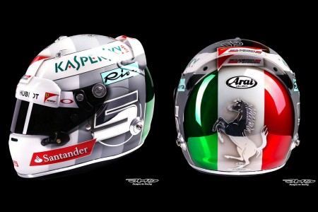 Le casque de Sebastian Vettel (Ferrari) à Mozna