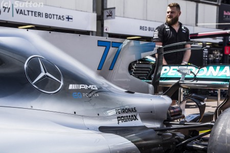 L'aileron de requin et le T-Wing sur la Mercedes de Valtteri Bottas à Monaco