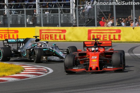 Sebastian Vettel (Ferrari) et Lewis Hamilton (Mercedes) à Montréal