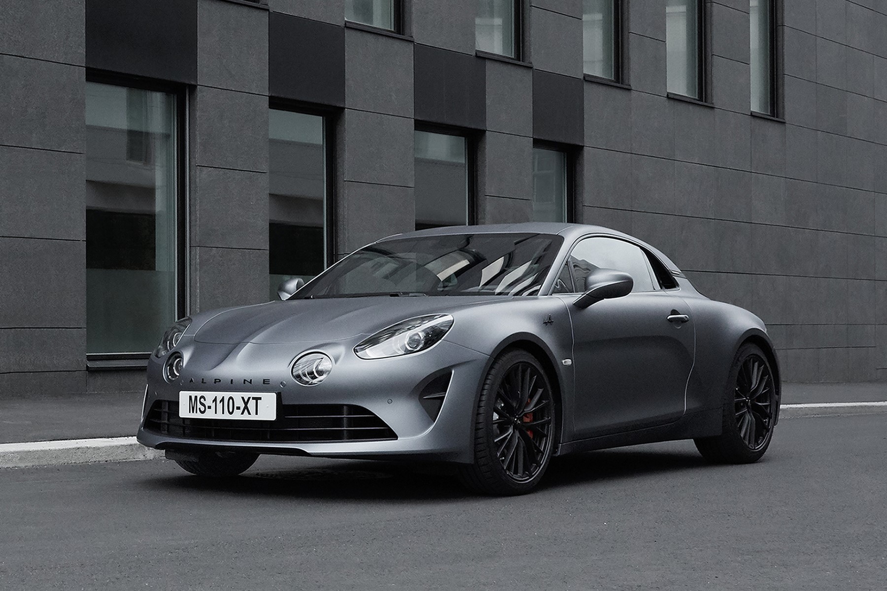 Alpine A110S (2019) : 3/4 avant gauche gris