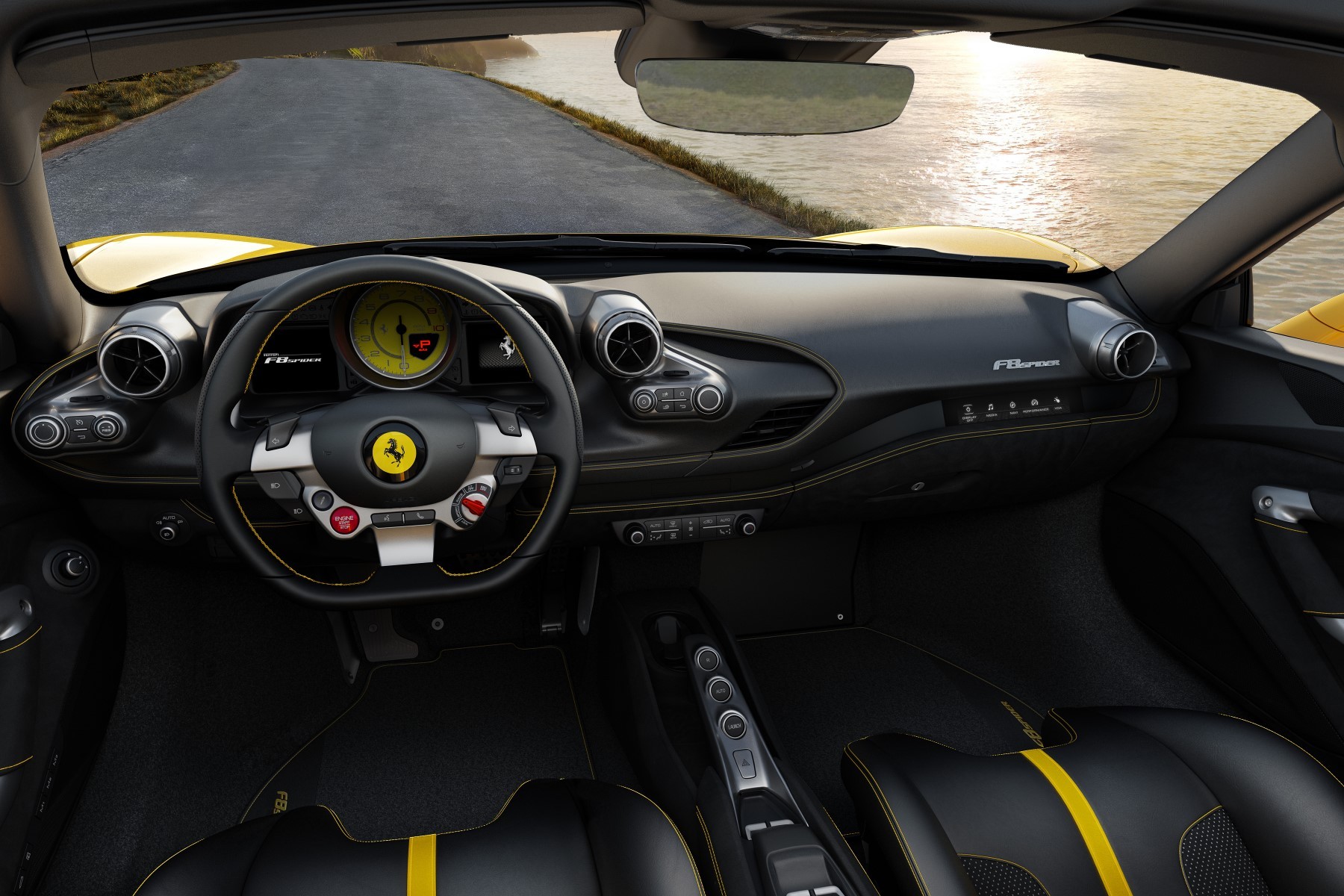 Ferrari F8 Spider (2019) : intérieur instrumentation noir