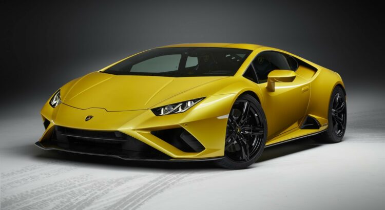 Lamborghini Huracan Evo RWD (2020) : 3/4 avant gauche jaune