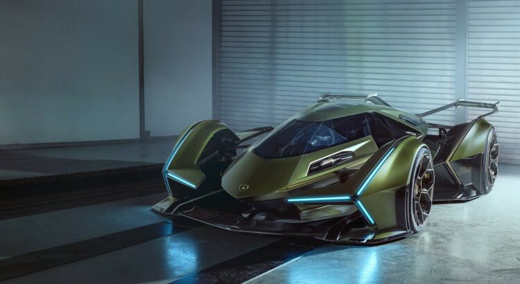 Lamborghini Lambo V12 Vision Gran Turismo (2019) : 3/4 avant gauche vert