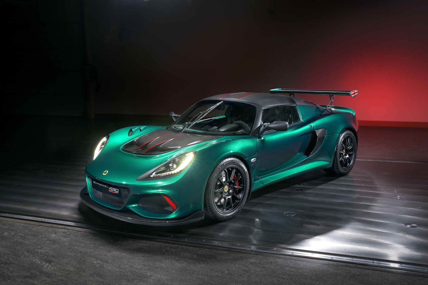 Lotus Exige Cup 430 (2017) : 3/4 avant gauche vert