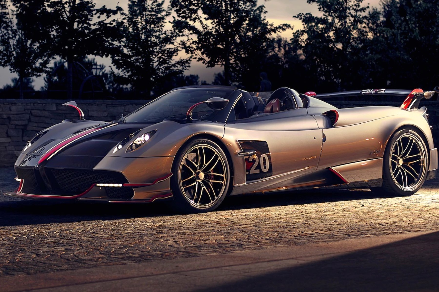 Pagani Huayra Roadster BC (2019) : 3/4 avant gauche gris