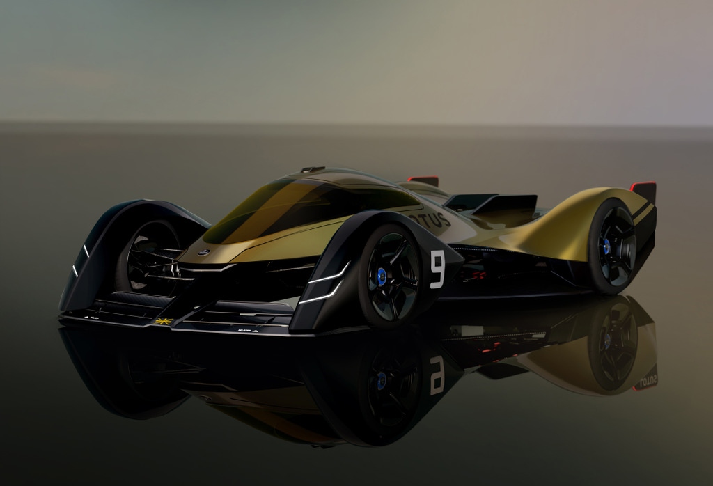 Voici la Lotus E-R9, un nouveau concept de voiture de compétition.