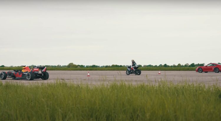 Porsche 911 Turbo S vs. BMW M1000 RR vs... Red Bull F1 ! (vidéo)