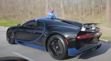 pizzas livraison Bugatti Chiron vid&eacute;o insolite
