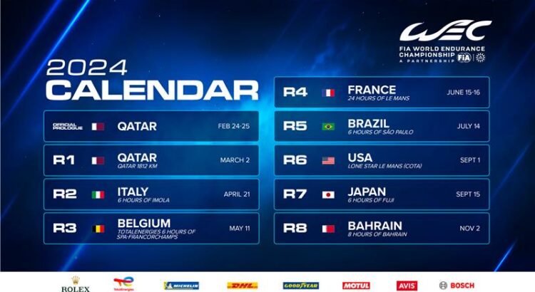 WEC - De nouveaux circuits et un calendrier étendu pour 2024